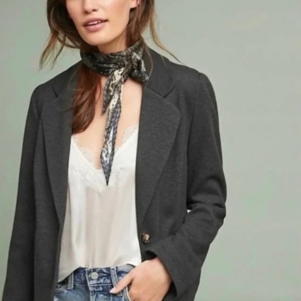 Anthropologie Cartonnier Studio Blazer Dark Heather Gray Size 4